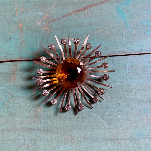 Huge Vintage 1950's Starburst Rhinestone Pin - Retro - Mid Century - Atomic Age - Picture 2 of 4